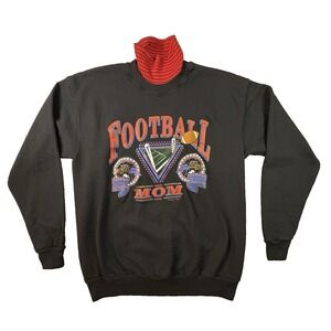 VTG Gopher Sport Women's XL Black Football Mom Mock Neck Sweatshirt USA Made